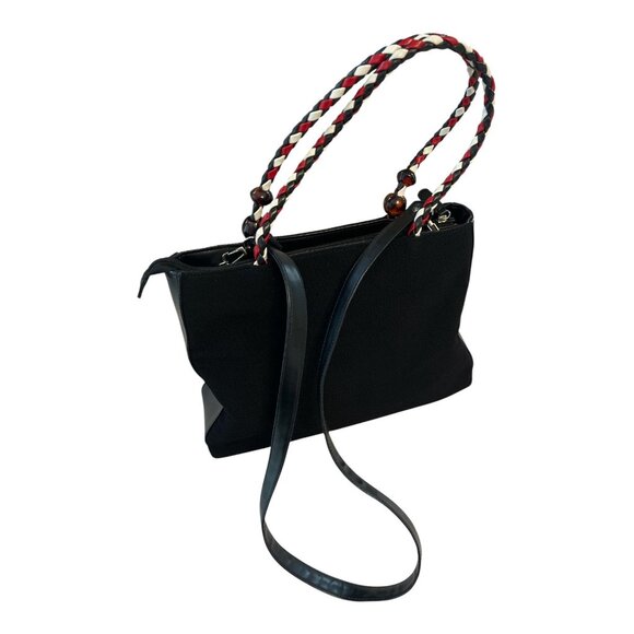 Vintage Floral Embroidered Canvas Handbag – Boho Braided Handles – Removable Str - Picture 6 of 7